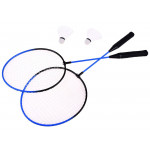 Sada bedminton 2 rakety s košíkom modro-čierny 